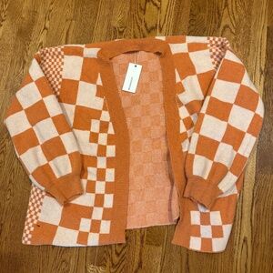 Orange checkered cardigan